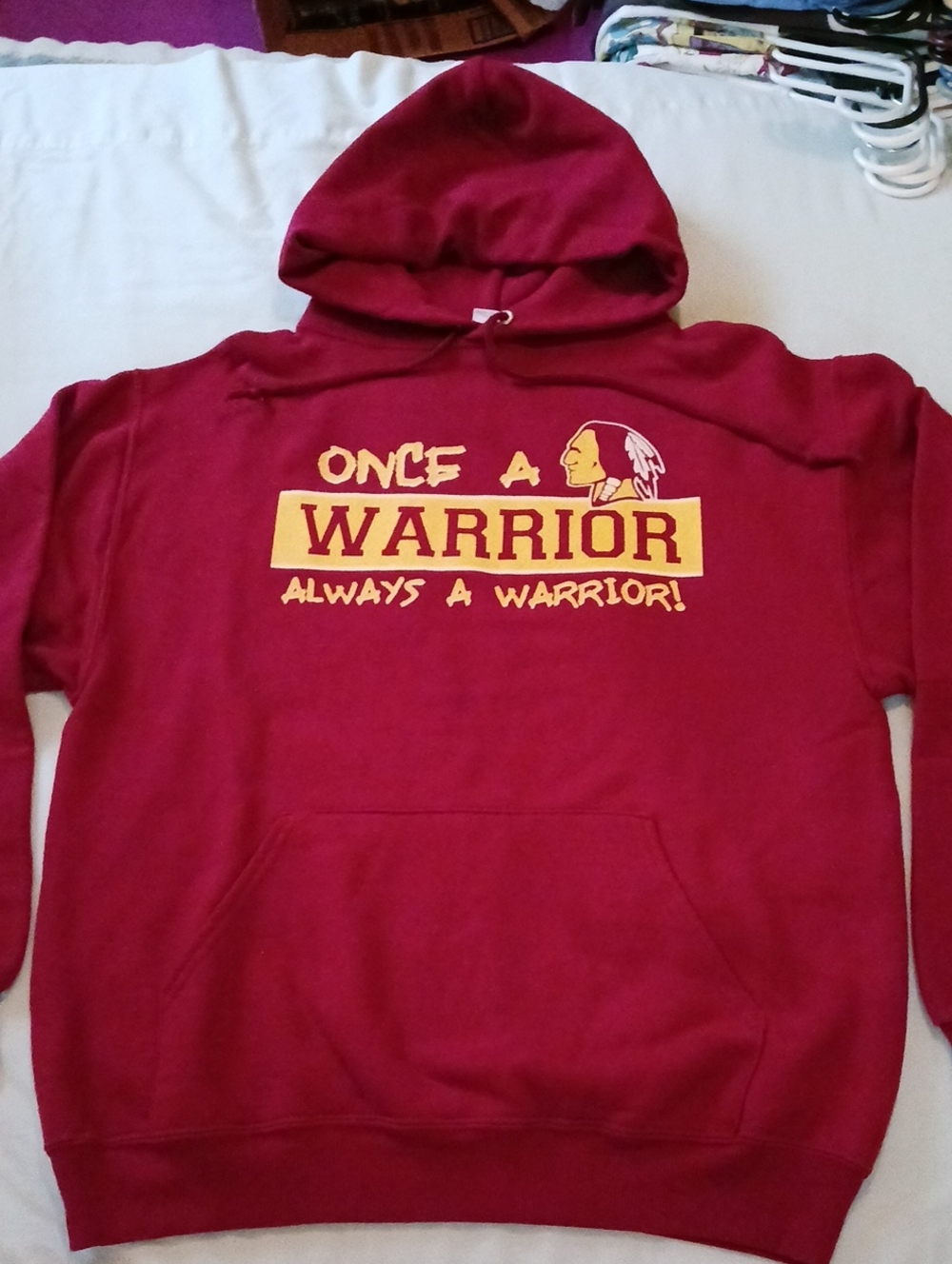 "Once A Warrior . ." Red Hoodie Size Med